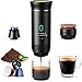 Yospinber Cafetière Portable 3 en 1, Cafetiere Rechargeable Expresso Machine a Cafe compatible avec capsules Ness-preso, Dolce-Gusto et café moulu, pour Bureau, Maison, Voyage