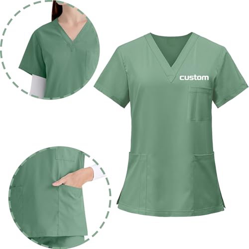Custom Scrubs for Women Set V-Neck Top & Pants Jogger Suit Medical Uniform for Nurse Esthetician Workwear - Image 3