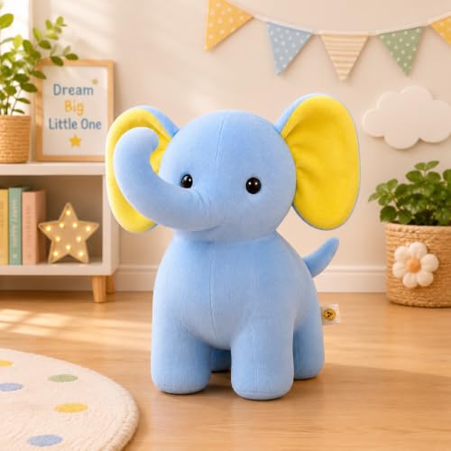 Image of Adorable Blue Elephant Plush Toy, Soft Stuffed Animal for Children, Toddlers and Adults
