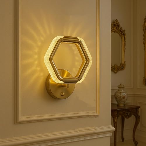 GAUVIK Gold Modern 3 Different Color Mode Changing (Wh/WW/NW) Energy Saving Led Wall Lamp for Bedroom, Living Room, Restaurants, Dining, Coffee Shop,Home Etc