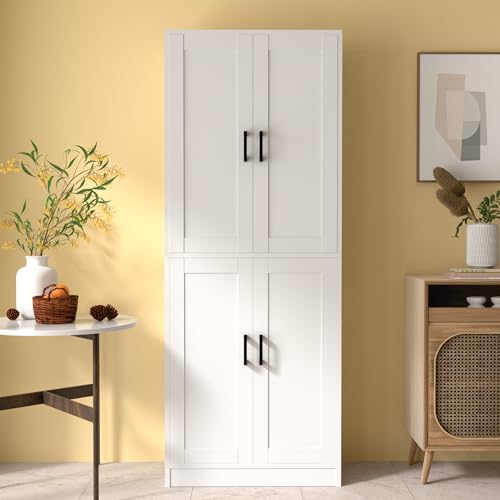 White-Kitchen-Pantry-Cabinet-71-Tall-Kitchen-Pantry-Storage-Cabinet-with-Doors-Kitchen-Pantry-Hutch-with-Storage-for-Kitchen-Dining-Room White Kitchen Pantry Cabinet 71 Tall Kitchen Pantry Storage Cabinet with Doors Kitchen Pantry Hutch with Storage for Kitchen Dining Room