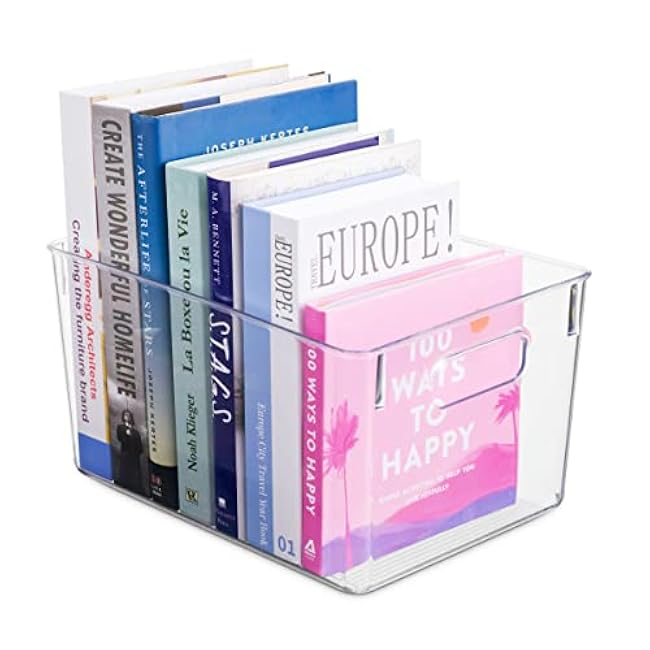 Pack Of 4 Plastic Kitchen Organization Pantry Storage Bins - Fridge Organizer Household Food Baskets for Countertops, Cabinets, Refrigerator, Freezer, Bedrooms, Bathrooms