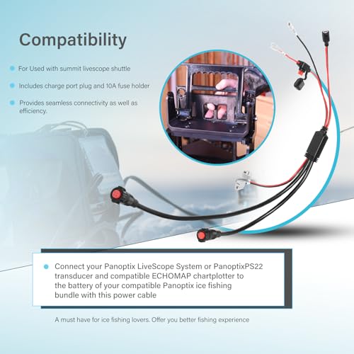 Image of Upgrade 010-12676-40 Replace for Garmin All-in-One Power Cable For Used with Summit Ice Fishing Shuttle Compatible with Panoptix LiveScope System Panoptix PS22 transducer ECHOMAP Chartplotter