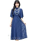 [Collecala] 結婚式 叔母 の 服 60 代 レースドレス フォーマル セレモニー ロングワンピース ネイビー