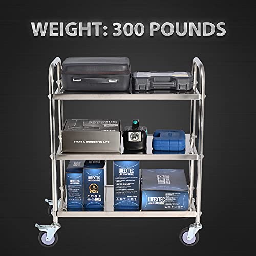 Amarite 420LBS 3 Shelf Stainless Steel Cart,420 Lbs,1Mm Thick,Serving Cart thumb #5