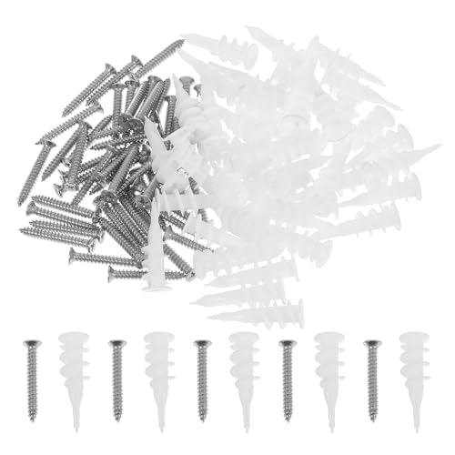 LOLIPPYY 50 Sets Heavy Duty Expansion Bolts and Drywall Anchors Kit with Stainless Steel Screws for Plasterboard Concrete and Masonry Mounting Easy Installation for Hanging Pictures Shelves