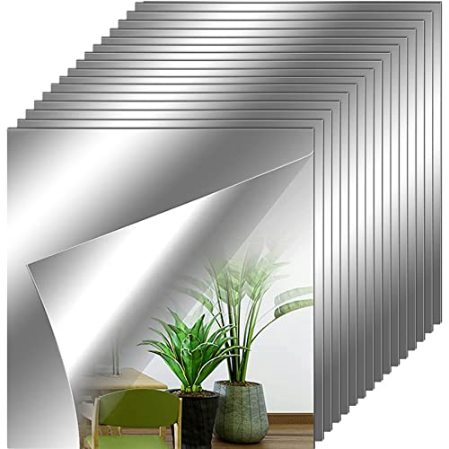 Tenare Flexible Mirror Sheets Self Adhesive Non Glass Mirror Tiles Mirror Stickers For Home Wall Decor (16 Pieces, 12 X 12 Inch) #TOP23