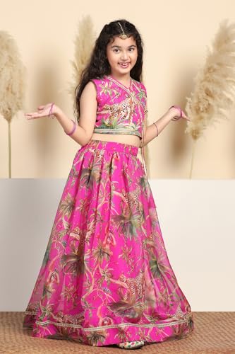 Image of Fashion Dream Girl's Silk Blend Readymade Lehenga Choli Set |Lehenga Choli for Girls|Ethnic Wear|Kids Lehenga