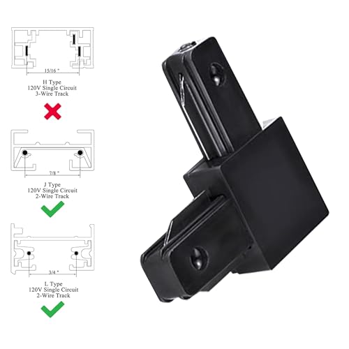Yuemegou Black Track Lighting Connectors-L-Type Single Circuit 2-Wire, Track L Connector,for Track Lighting Accessories J&L Type Track System 110V by Yuemegou - Image 2