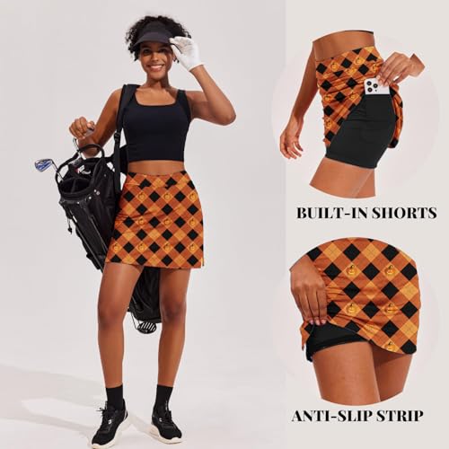 Image of Ekouaer 16 inch Golf Skorts for Woman with Inner Pockets Silicone Grippers Tennis Skirt Quick Dry Athletic Pickleball Skort