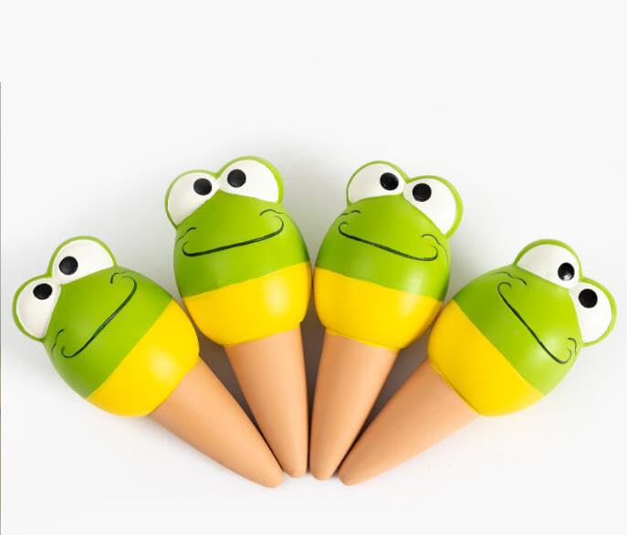 テラコッタ・セルフ・ウォータリング・スパイク 4本入り カエル型 バケーション・プランツ・ウオータラー 屋内・屋外植物用