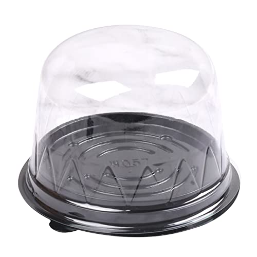 Reheyre 50 Stück Mooncake Box rund DIY Transparent Deep Dome Cupcake Container with Transparent Lids Cookies Muffins Dome Box Wedding Birthday Gift Box Black