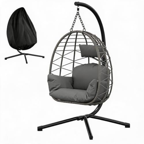 Faltbare Eierschaukel mit Gestell, Polyrattan, bis 150kg, inkl...