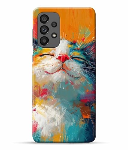 Image of Printed Hard Back Case Cover & Compatible for Samsung Galaxy A73 5G / Samsung A73 5G | Cat Painting Art (Multicolor) - D1191