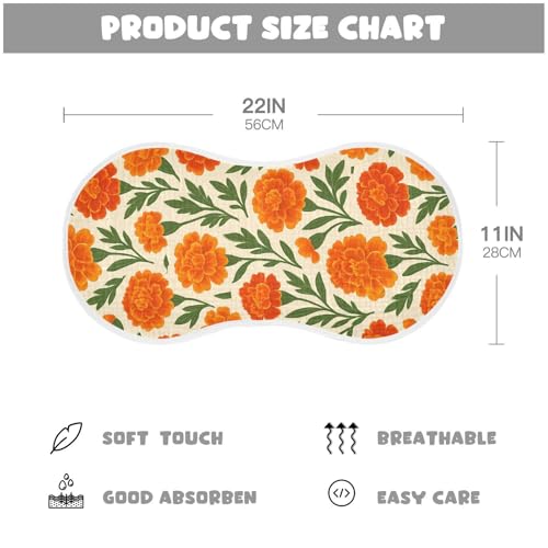 Marigold Flower Foliage Ivory Baby Burp Cloths Cotton Washcloths Soft Absorbent Burping Rags for Baby Boys Girl Burpy Cloth Bib 4 Pack4
