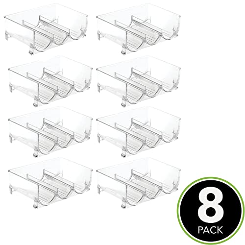Mdesign Stackable Plastic 3 Bottle Refrigerator Wine Rack - Kitchen Storage Organizer For Champagne, Wine Or Water Bottles - Stacking Wine Organizer For Fridge - Ligne Collection - 8 Pack - Clear #TOP1