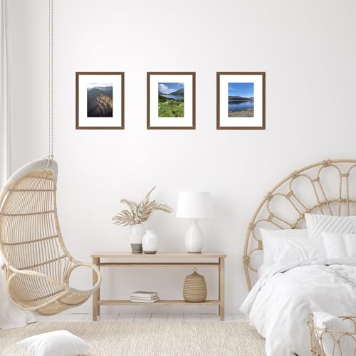 Image of 8x10 Picture Frame Brown with 5x7 Mat for Wall Hanging or Tabletop, Display Photo 5x7 with Mat or 8x10 without Mat, 8 by 10 Wall Gallery Poster Photo Frame with Shatter Resistant Plexiglass, Brown