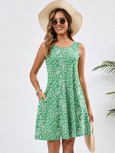 Image of Heymoments Women's Summer Sleeveless Crewneck Dresses Casual Loose Fitted Tank Sundress with Pockets