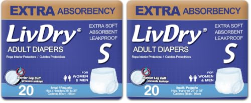 Image of LivDry Adult Incontinence Underwear, Extra Absorbency Adult Diapers, Leak Protection, Small, 40-Pack