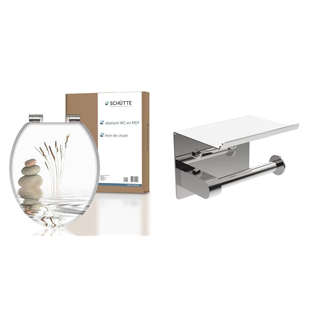 Abattant WC MDF anti-claquement et porte-papier qui ne rouille pas