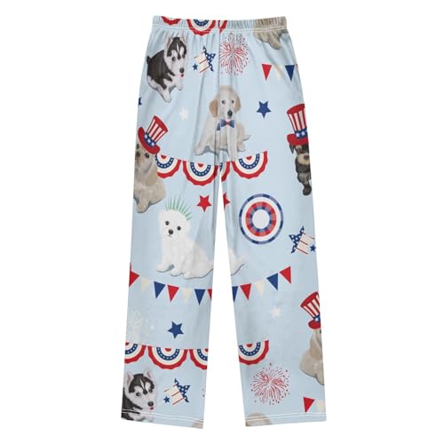 Dogs and Stars Boys Pants Boys Athletic Pants Long Pant for Boy with Pockets Wide-Leg Size 6-14Y2