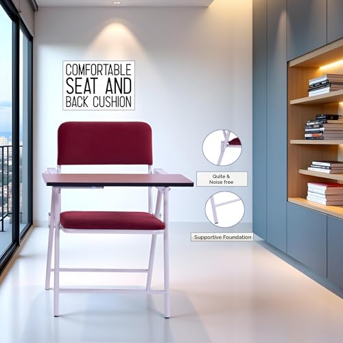 Image of Spacecrafts Folding Cushion Study Chair | Space Saving | Desk Chair | Powder Coated with Cushion | Chair with Writing Pad