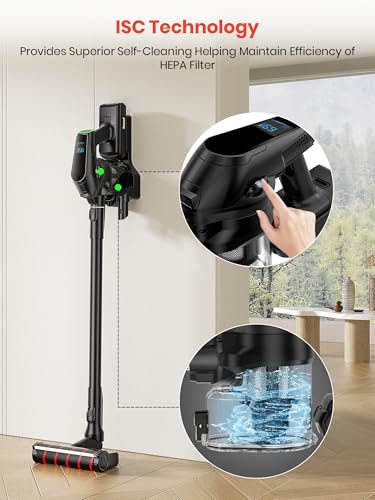 Honeywell Cordless Vacuum Cleaner, 600W 60Mins Runtime Vacuum Cleaners for Home, Cordless Vacuum w/self-Cleaning, Touch Screen, Flexible Stretch Hose for Pet Hair/Carpet/Hardwood Floor, VC16 - image 7
