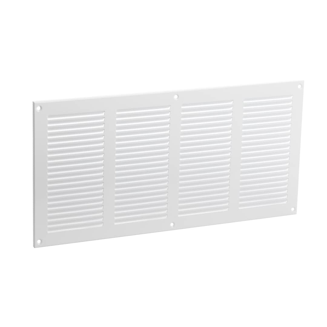 Kratka wentylacyjna 400 x 200 mm, biała, kratka wylotowa z ochroną przed owadami, wywiewane, powietrze nawiewane, metalowa