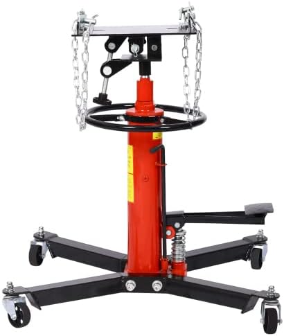 2 Stage 1660lbs Telescopic Transmission Jack with Pedal 360° Swivel Wheel Adjustable Height Hydraulic Jack for Car Lift 0.75 Ton (Red)