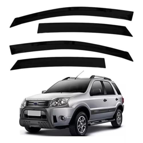 Kit Calha de Chuva Acrílica Fumê para Ecosport 4 Portas 2003 a 2012 com Fixação Adesiva Prime Inclusa Instalação Fácil Alta Resistência Ventilação Segura Proteção Contra Chuva