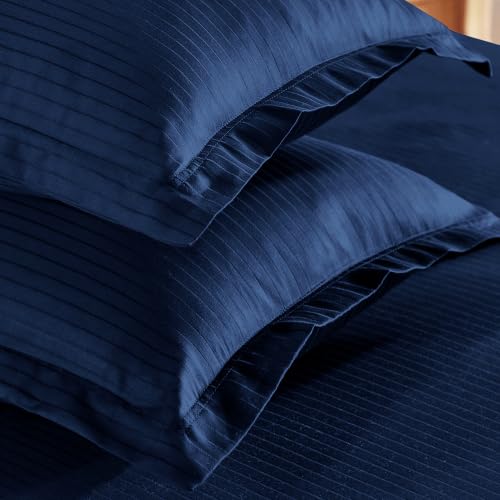 Image of myTrident Bedsheet for Double Bed King Size | 108 inch x 108 inch | Iron Blue