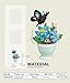 Jollcnoia Dark Blue Butterfly Flower Mini Flower Cute Insects Potted Plant Bonsai Building Toy Blocks Particle Set Small Flowers Botanical