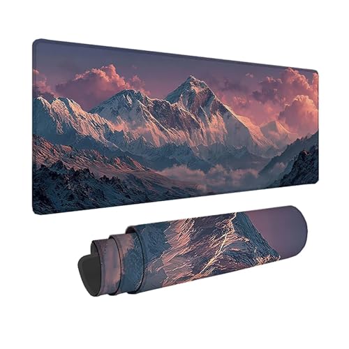 Tapis de souris XXL 1500x800 mm blanc au motif de montagne pour bureau
