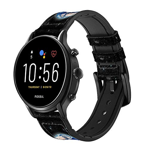 Earth Planet Space Star nebula Leather Smart Watch Band Strap For Fossil Womens Gen 5E, Womens Gen 4, Hybrid Smartwatch HR Charter Size (18mm)