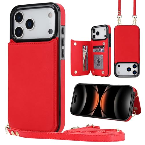 Étui compatible iPhone 17 rouge protection portefeuille clapet