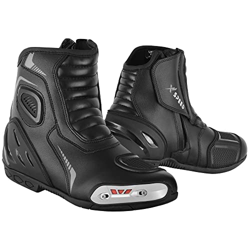 Profirst Short Ankle Leather Motorbike Boots For Men Motorcycle Boots Protective Shoes For Riders (11, Black, Numeric_11) #TOP5