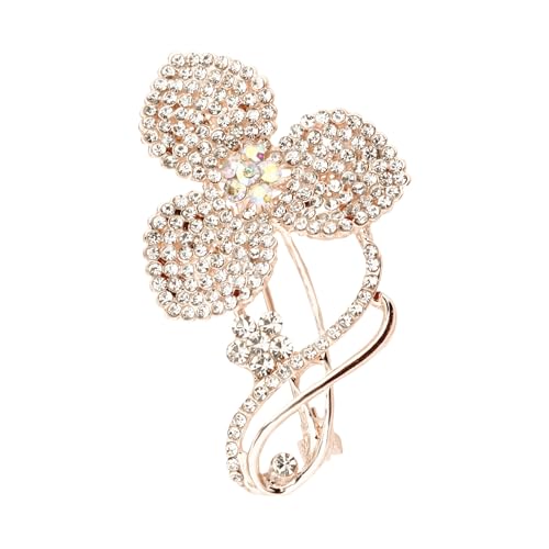 Image of Gold Crystal Shell Flower Brooch Pins for Women Elegant Pearl Rhinestone Floral Brooches Pin Fashion Jewelry for Party Dance Wedding Banquet Brooch for Women Girl Gift