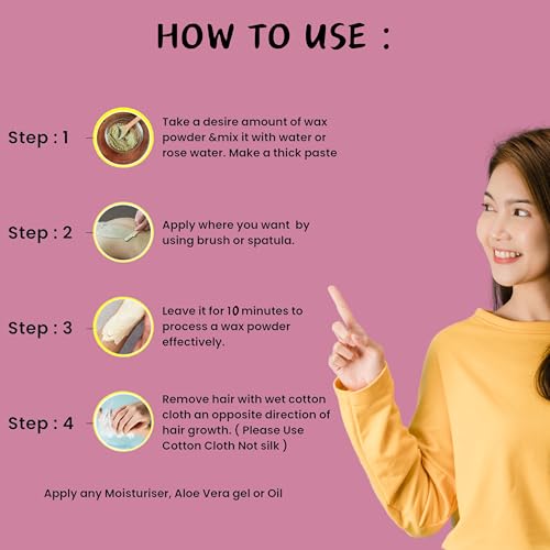 Image of Bikini Wax Powder for Women | Painless Herbal Hair Removal Powder for Women Bikini Area, Legs, Hands & Underarms with No Harmful Chemicals, No Irritation, No Skin Rashes