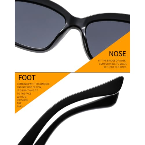 Lunettes de soleil œil de chat vintage en acétate noir brillant - 4
