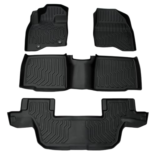 Floor Mats for 2015-2019 Ford Explorer Bench Seating (No Fit Bucket Seating),All-Weather TPE Rubber Floor Mats Fits 1st & 2nd & Row,Anti-Slip Floor Liners Full Set Automobile mats Accessories Black