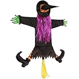 ➤ Halloween-Dekoration: Die 37-Zoll-Hexendekoration mit Halloween-Absturz ist eine ideale Wahl, um Ihr Haus interessant zu machen und Ihre Freunde, Nachbarn und Gäste zu unterhalten.
