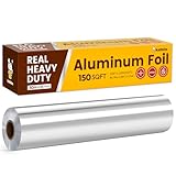 Katbite Aluminum Foil Roll, Heavy Duty 12inx150ft, 30 Micron Thick Strong Foils Aluminum Roll with Cutter for Home Cooking, Catering, Grilling,150Sqft