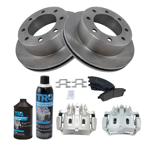 Image of TRQ Rear Brake Pad & Rotor Kit Semi-Metallic Compatible with 2000-2005 Ford Excursion 2000-2004 F-250 Super Duty F-350 Super Duty
