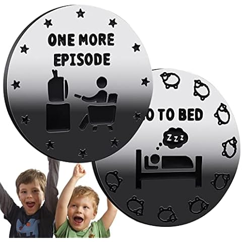 Huaxingda Game Decision Coin, Double Sided 1 More Episode/Go to Bed Coin, Gaming Flip Coin for Teens Boy Girl Gamer, Decision Maker Gifts Cover