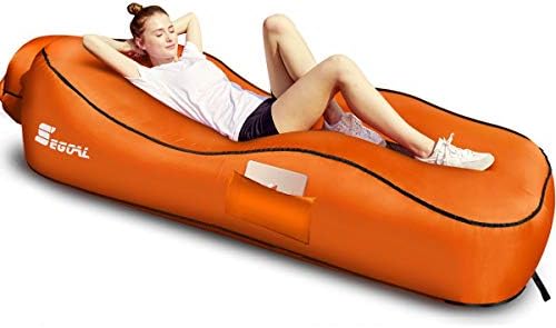 SEGOAL Ergonomic Inflatable Lounger Beach Bed Camping Chair Air Sofa Couch Hammock with Pillow, Waterproof Anti-Air Leaking Single Layer Nylon Fabric for Hiking Travel Beach Park, No Pump Required