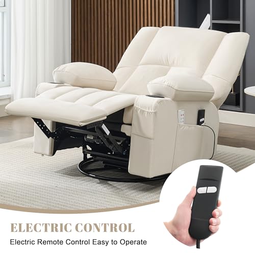 Sillón reclinable eléctrico beige sin reclinar miniatura 4