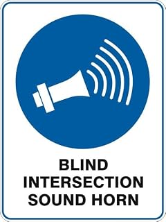BLIND INTERSECTION SOUND HORN Mandatory 8 X 12 Inch Metal Tin Sign Warning Caution Notice for Yard, Office, Outdoor & Indoor Safety