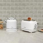 HADEN Chelsea 2 Slice toaster large fente avec un plateau de croûte amovible et des paramètres de contrôle Ivoire et Chrome