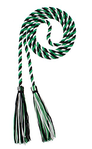 Image of Graduation Honor Cord - Black /Kelly /White - Every School Color Available - Made in USA