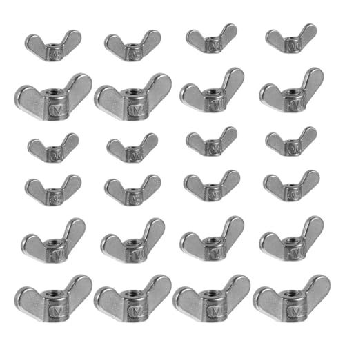 Ipetboom 24pcs Stainless Metal Flanged Nut Assortment Kit M4 M5 M6 M8 Butterfly Handle Nuts for Machine Hardware DIY Tools Industrial Fasteners